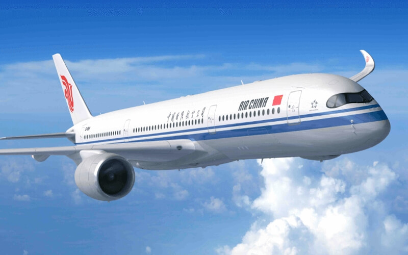 Air china's airplane flying in the blue sky